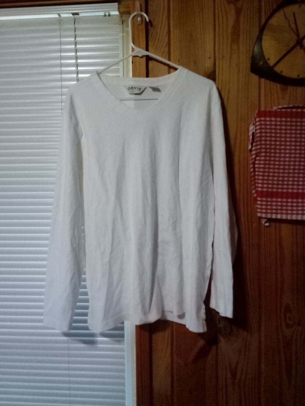 Orvis Women's Cotton Long Sleeve XL White V neck Top